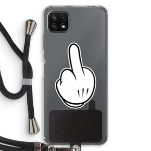 Middle finger black: Samsung Galaxy A22 5G Transparant Hoesje met koord