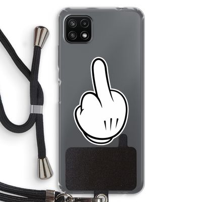 Middle finger black: Samsung Galaxy A22 5G Transparant Hoesje met koord