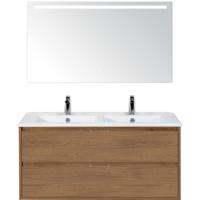 Porto Badmeubelset 120 cm - 2 Laden Honey - Keramische Wastafel Wit Slim met Sence Spiegel