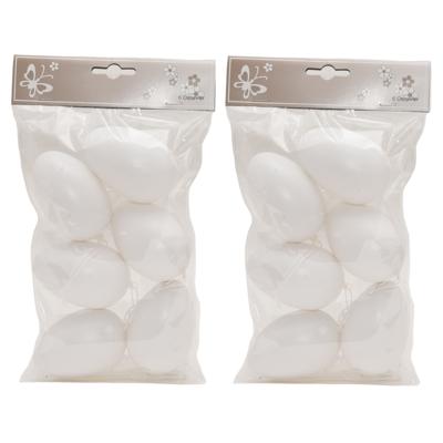 24x DIY plastic/kunststof deco eieren/Paaseieren - wit - 8 cm - Paasversiering/Pasen