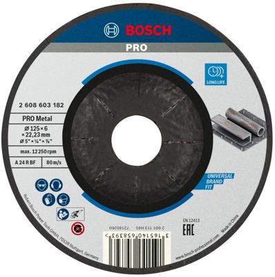 Bosch Accessoires Afbraamschijf gebogen Standard for Metal A 24 P BF, 125 mm, 22,23 mm, 6,0 mm - 2608603182