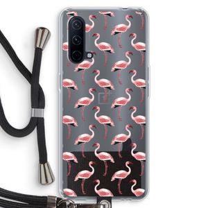Flamingoprint groen: OnePlus Nord CE 5G Transparant Hoesje met koord
