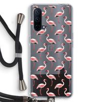 Flamingoprint groen: OnePlus Nord CE 5G Transparant Hoesje met koord