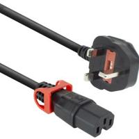 ACT Netsnoer UK male - C15 IEC Lock+ zwart 2 m. PC3884