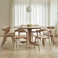 Ethnicraft Vierkante Eettafel 'Corto' Geolied Eikenhout, 150 x 150cm, kleur Naturel