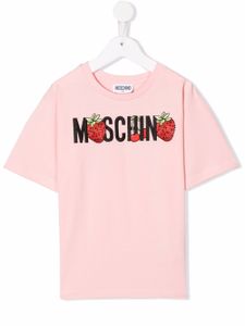 Moschino Kids t-shirt à logo brodé - Rose