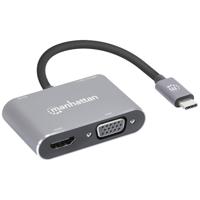 Manhattan USB-C to HDMI & VGA 4-in-1 Docking-Konverter USB-C dockingstation Geschikt voor merk (dockingstation): Universeel USB-C Power Delivery
