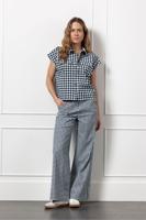 Moira check blouse - dark blue/off white - 12774