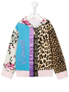 Roberto Cavalli Junior hoodie zippé à imprimés multiples - Bleu