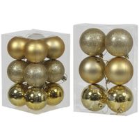 Kerstversiering kunststof kerstballen goud 6 en 8 cm pakket van 36x stuks