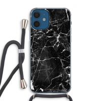 Zwart Marmer 2: iPhone 12 Transparant Hoesje met koord