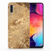 Samsung Galaxy A50 TPU Siliconen Hoesje Marmer Creme - thumbnail