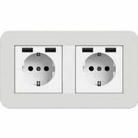 Gira E3 dubbel stopcontact met 4x USB lichtgrijs wit