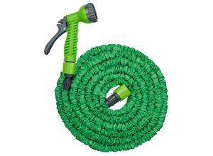 Kinzo Flexibele Tuinslang 10M - Incl. Opzetstuk - Sproeikop met 7 Spraystanden - Kunststof - Groen/Grijs