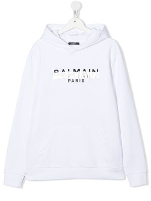 Balmain Kids hoodie à logo imprimé - Blanc