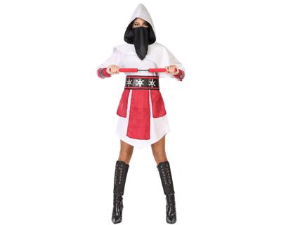 Samurai Ninja Outfit Dames Wit/Rood
