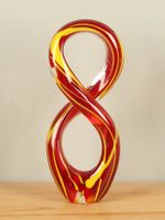 Glazen decoratie rood/geel, 29 cm, A47