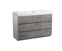 Storke Edge staand badmeubel 130 x 52 cm beton donkergrijs met Mata High asymmetrisch linkse wastafel in mat witte solid surface