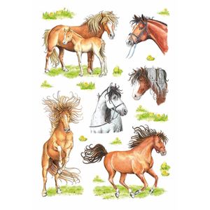 Stickervellen verschillende getekende paarden 3x