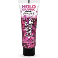 Paintglow Chunky glittergel in tube - fuchsia roze - voor lichaam en gezicht - 12 ml   -