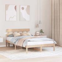 Bedframe met hoofdeinde Bruin 135 x 190 cm Massief grenenhout