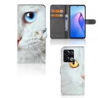 OPPO Reno8 Pro Telefoonhoesje met Pasjes Witte Kat - thumbnail