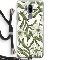 Wit bloemenpatroon: LG G7 Thinq Transparant Hoesje met koord Wit bloemenpatroon: LG G7 Thinq Transparant Hoesje met koord