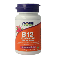 NOW Vitamine B12 1000mcg en Foliumzuur 100mcg 100 Kauwtabletten