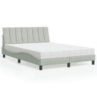 Bed met matras "Hanko" fluweel lichtgrijs 140x190 cm