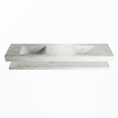 MONDIAZ ALAN-DLUX 200cm planchet Opalo. Vrijhangende wastafel CLOUD dubbel 2 kraangaten, kleur Opalo.