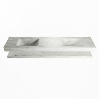 MONDIAZ ALAN-DLUX 200cm planchet Opalo. Vrijhangende wastafel CLOUD dubbel 2 kraangaten, kleur Opalo.