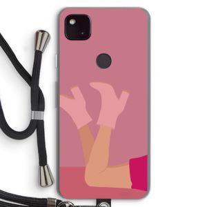 Pink boots: Pixel 4a 5G Transparant Hoesje met koord