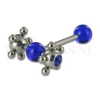 Tongpiercing met tickler blauw - thumbnail