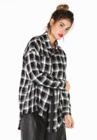 Yoek Geruite blouse asymmetrisch | Zwart | Maat 50/52 Yoek Geruite blouse asymmetrisch | Zwart | Maat 50/52