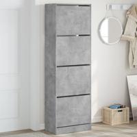 Schoenenkast met 4 klaplades 60x34x187,5 cm betongrijs