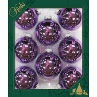 8x stuks glazen kerstballen 7 cm amethist paars glans - thumbnail