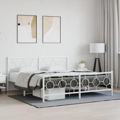 Bedframe met hoofd- en voeteneinde metaal wit 183x213 cm