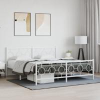 Bedframe met hoofd- en voeteneinde metaal wit 183x213 cm - thumbnail
