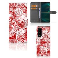 Telefoonhoesje met Naam Sony Xperia 5III Angel Skull Rood Telefoonhoesje met Naam Sony Xperia 5III Angel Skull Rood