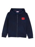 HUGO KIDS hoodie en coton à patch logo - Bleu - thumbnail