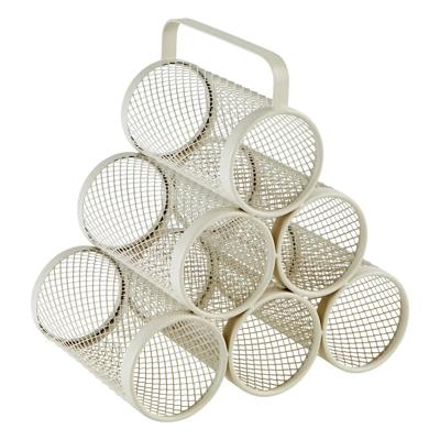 5Five wijnflessen rek/wijnrek industrieel - beige - voor 6 flessen - 28 x 18,5 x 25 cm