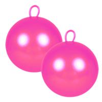 Summer Play skippybal - 2x - roze - 60 cm - pvc - springbal - kinderen - buitenspeelgoed