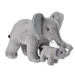 Pluche olifant met kalfje - knuffels - grijs - 38 cm - dierenknuffel