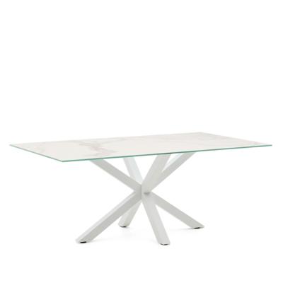 Kave Home Eettafel 'Argo' Iron Moss Keramiek, 200 x 100cm, kleur Wit