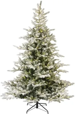 Everlands Grandis Fir verlichte kunstkerstboom besneeuwd groen 180cm, 400 lampjes