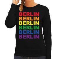 Regenboog Berlin gay pride evenement sweater voor dames zwart 2XL  -