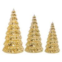 3x stuks led kaarsen kerstboom kaarsen goud H15 cm, H19 cm en H23 cm - thumbnail