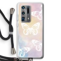 White butterfly: Huawei P40 Pro Plus Transparant Hoesje met koord