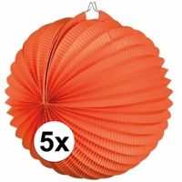 5x Oranje lampionnen bolvormig   - - thumbnail
