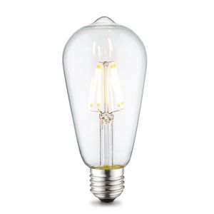 Edison Vintage E27 LED filament lichtbron Drop | ST64 Deco | Retro LED lamp | 6.4/6.4/14cm | Helder | geschikt voor E27 fitting | Dimbaar | 6W 700lm 3000K | warm wit licht